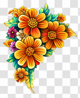 Vasant Panchami - Colorful Flowers In Bloom Transparent PNG