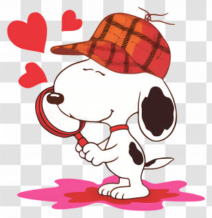 Snoopy Love - Detective Dog With Magnifying Glass Transparent PNG
