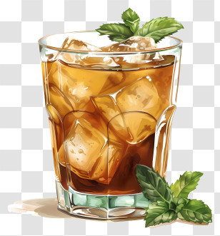 Mint Julep Cocktail - Refreshing Iced Tea In A Glass Transparent PNG
