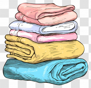 Stack Of Towels - Stack Of Colorful Folded Towels Transparent PNG