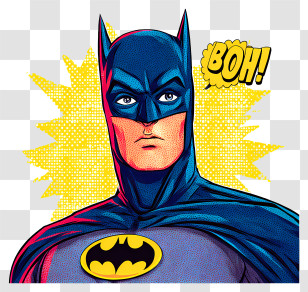 Pop Art Batman - Comic Book Hero With BOH! Text Transparent PNG