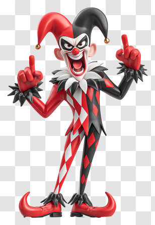Angry Jester Doing Gesture - Jester In Red And Black Costume Transparent PNG