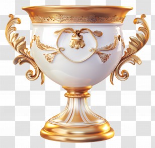 Winner Cup - Golden Ornate Trophy Cup With Embellishments Transparent PNG