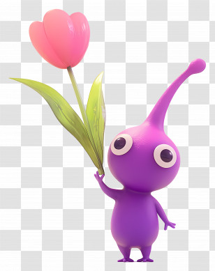 Purple Pikmin - Purple Cartoon Character With Flower Transparent PNG