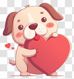 Dog Heart - Cartoon Dog Holding Heart Transparent PNG