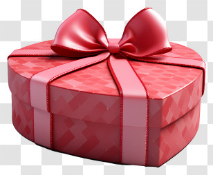 Gift Box - Red Heart-Shaped Gift Box With Decorative Bow Transparent PNG