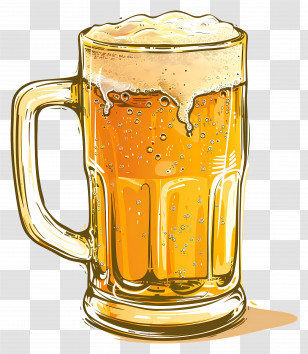 Beer - Golden Beer Mug With Frothy Head Transparent PNG