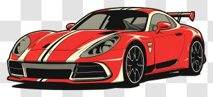 Cartoon - Illustration Of A Red Sports Car Transparent PNG