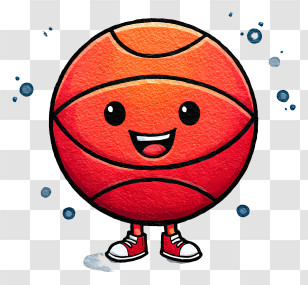 Kawaii Basketball - Smiling Basketball Cartoon Character Illustration Transparent PNG