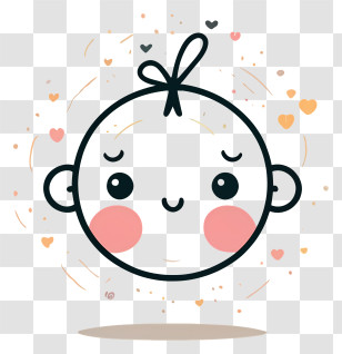Smiling Child - Cute Baby Face With Hearts Transparent PNG