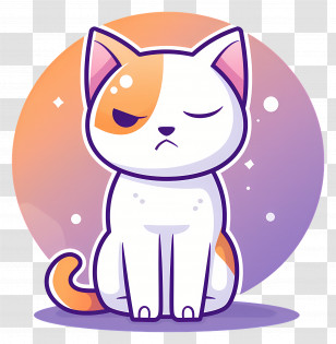 Cat Cartoon - Serious White And Orange Cat Cartoon Transparent PNG