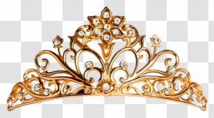 Tiara - Golden Tiara With Sparkling Jewels Transparent PNG