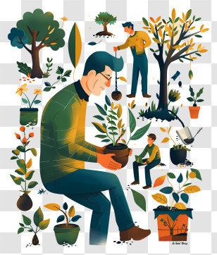 Arbor Day - People Planting Trees Transparent PNG