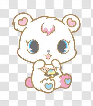 Jewelpets - Cute White Bear Cartoon Character Transparent PNG