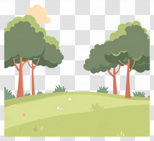 Forest Landscape - Green Park Landscape With Trees And Grass Transparent PNG