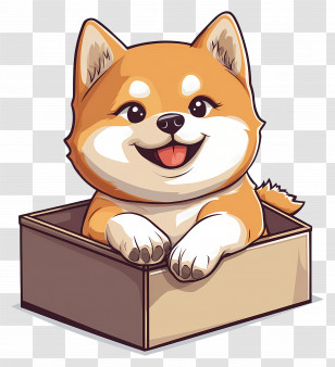 Shiba Inu Puppy - Cartoon Puppy In A Box Transparent PNG