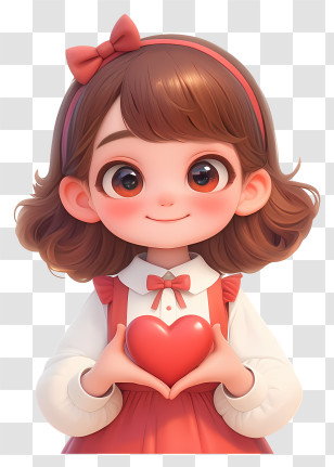 Girl Holding Love Heart - Girl Holding A Heart Transparent PNG