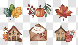 Watercolor Paintings - Autumn-Themed Decoration Design Transparent PNG