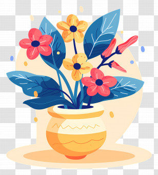 Flower Pot - Vibrant Potted Flowers Illustration Transparent PNG
