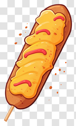 Hot Dog Bun - Tasty Corn Dog With Cheese And Ketchup Toppings Transparent PNG