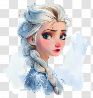 Frozen Elsa Princess - Fantasy Character With White Braided Hair And Snowy Theme Transparent PNG