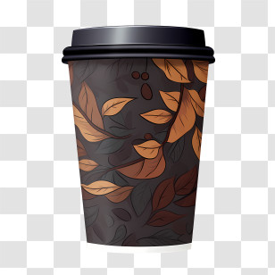 Paper Cup - Autumn Leaf Patterned Coffee Cup Transparent PNG