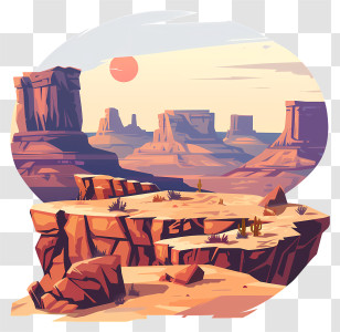 Desert Landscape - Desert Canyon Landscape At Sunset Transparent PNG