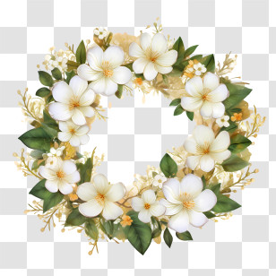 Jasmine Wreath - White And Green Floral Wreath Decoration Transparent PNG
