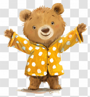 Cute Bear - Teddy Bear In Yellow Polka Dot Shirt Transparent PNG