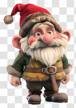 Dwarfs Christmas - Christmas Gnome Character With Festive Red Hat Transparent PNG