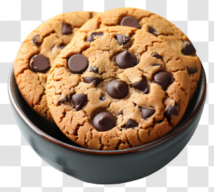 Chocolate Chip Cookies In Bowl - Chocolate Chip Cookie In A Bowl Transparent PNG