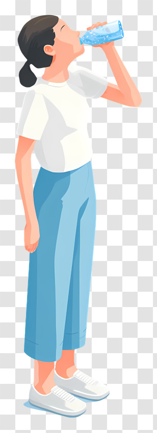 Woman Drinking Cold Water - Woman Drinking From A Water Bottle Transparent PNG