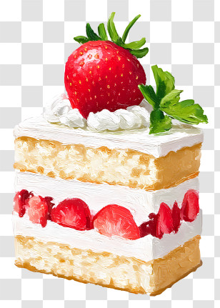 Strawberry Shortcake - Strawberry Cake With Cream And Berry Transparent PNG