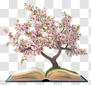 Book With Flowers - Blossoming Book With Cherry Blossom Tree Transparent PNG
