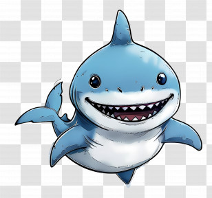 Baby Shark - Cartoon Shark With Wide Smile Transparent PNG