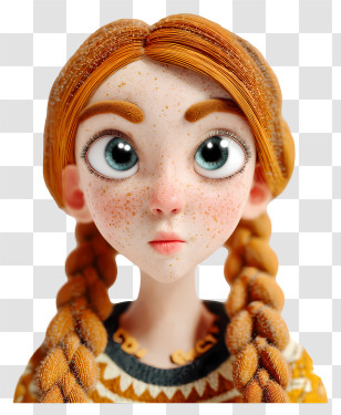 Freckled Girl With Braids - Freckled Girl Cartoon Character Transparent PNG