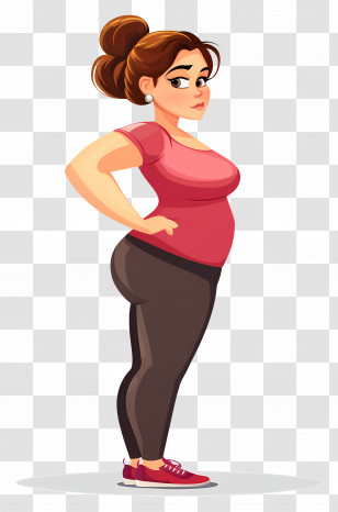 Weight Loss Woman - Cartoon Woman In Pink Shirt Transparent PNG