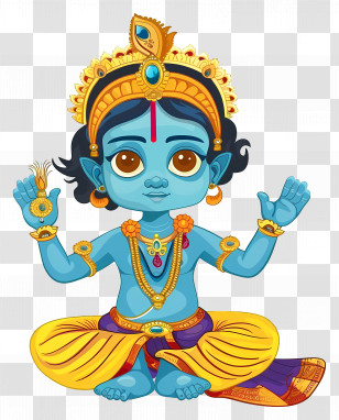 Apara Ekadashi - Cartoon Illustration Of Hindu Deity Krishna Transparent PNG