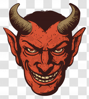 Devil Tattoo - Sinister Devil Face Illustration Transparent PNG