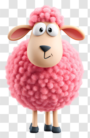 Kawaii Sheep - Cute Pink Woolly Sheep Transparent PNG