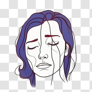 Hand Drawn Girl
 - Sad Woman Face Line Art Transparent PNG
