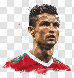 Cristiano Ronaldo - Realistic Athlete Portrait Illustration Transparent PNG