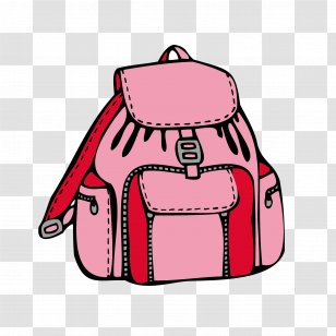 Backpack Coloring Book Bag Drawing Clip Art - Student With Pink Cute Little Transparent PNG