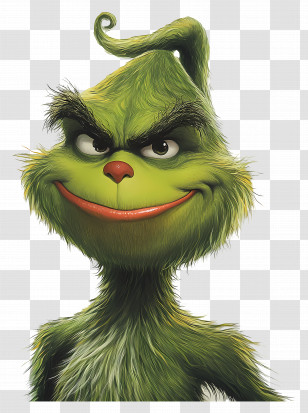 Grinch - Green Cartoon Character With Grin Transparent PNG