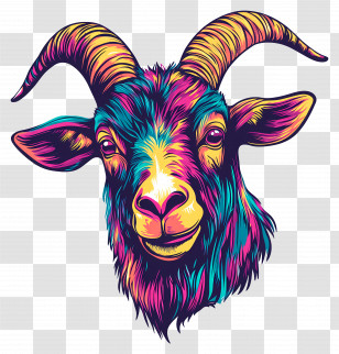 Goat Head - Colorful Goat Illustration Transparent PNG