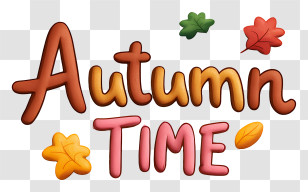Minimalist Autumn Time Logo - Autumn Time Lettering Transparent PNG