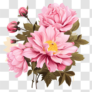 Hand Drawn Pink Flower - Pink Peonies Floral Arrangement Transparent PNG