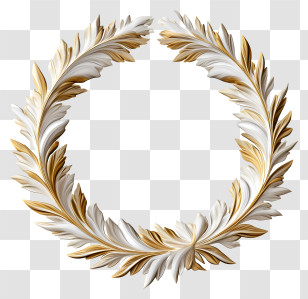 Vintage Wreath - Golden And White Laurel Wreath Illustration Transparent PNG