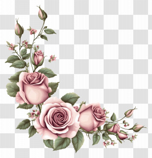 Border Rose - Delicate Pink Rose Floral Arrangement Transparent PNG