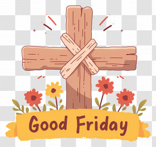 Good Friday - Good Friday Cross With Flowers Transparent PNG